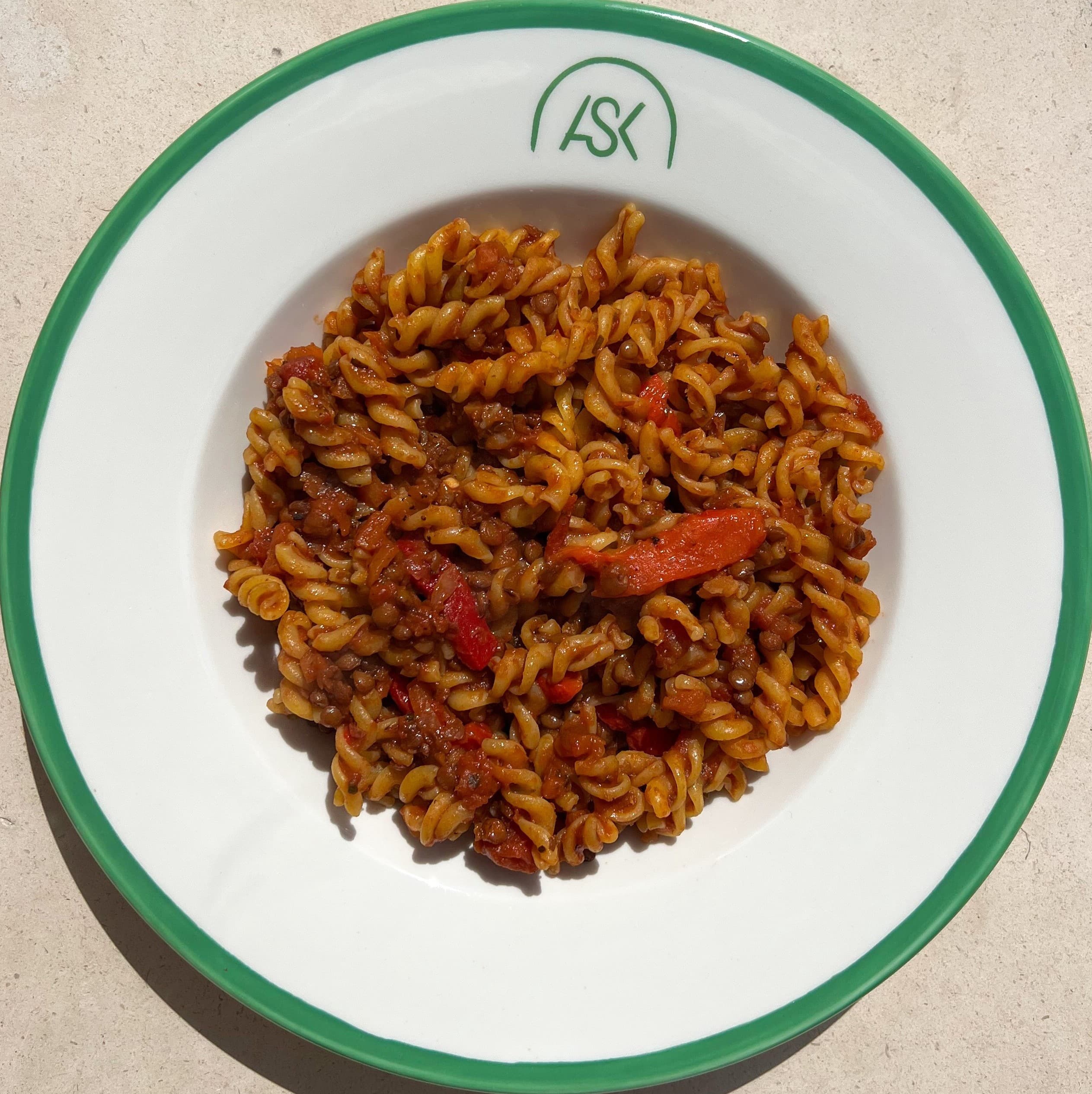 Non-Gluten Fusilli Lentil Ragu