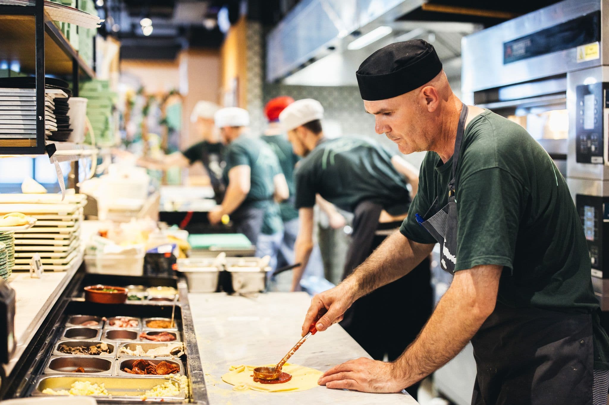 A chef working in a kitchen