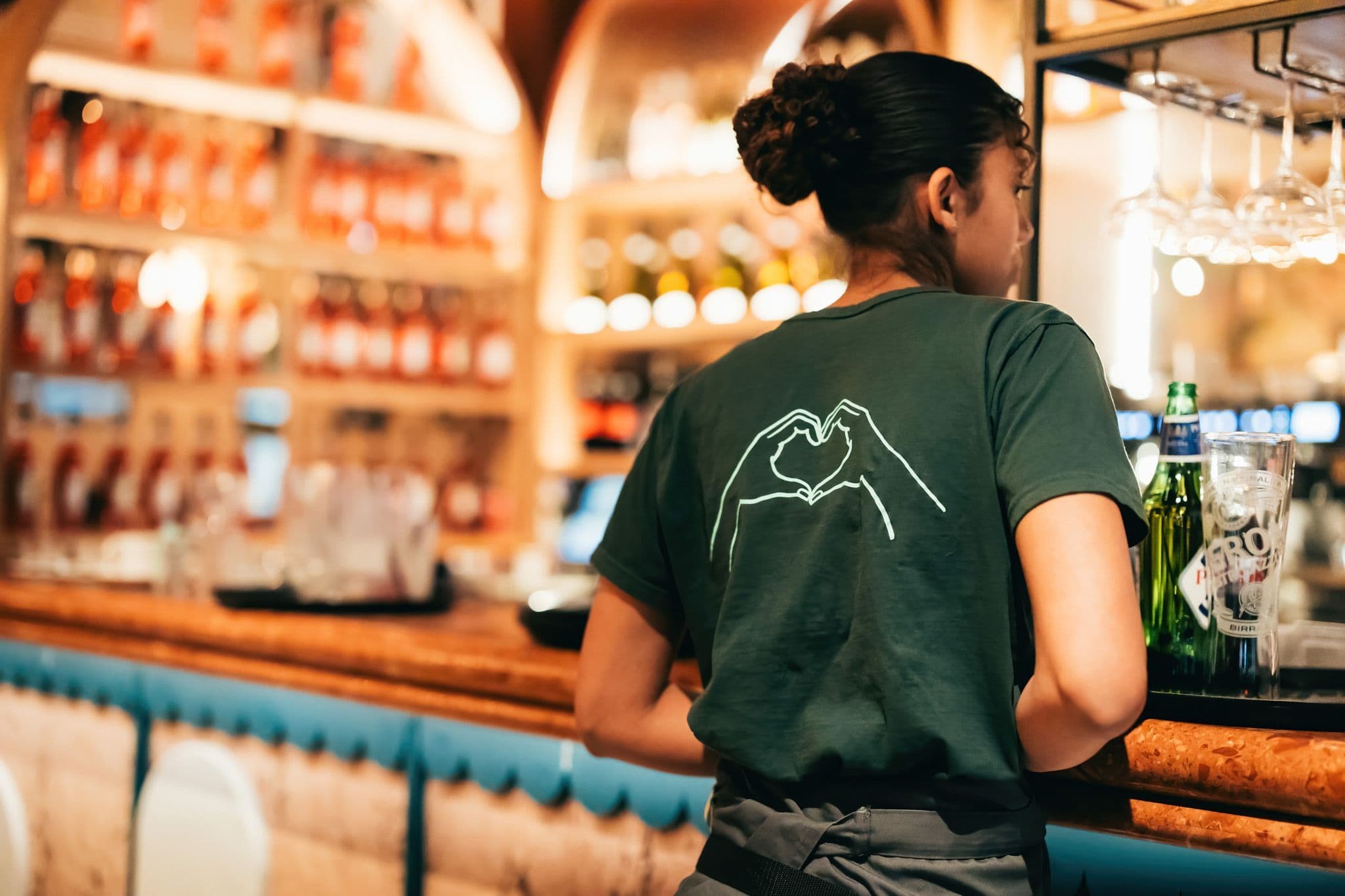 A woman working in a restaurant