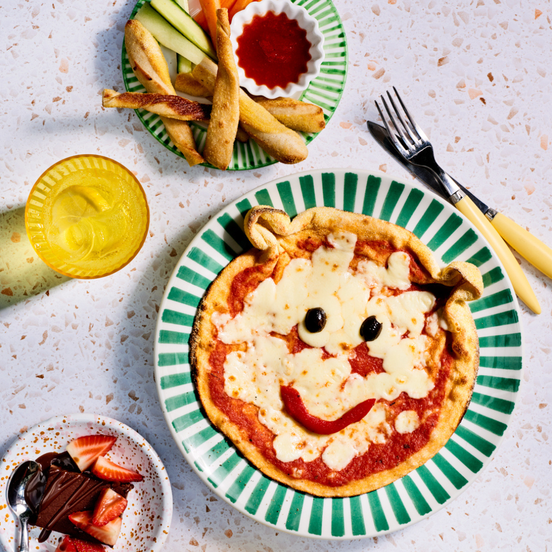 Kids happy face pizza meal 